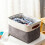 Pack of 3 Space Efficient Foldable Baskets for Multiple-Khaki 3