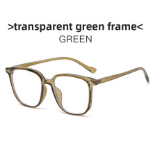 (Green)Lunettes plates tendance monture grise transparente avec prévention de la lumière bleue pour homme