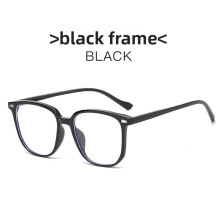 (Black)Lunettes plates tendance monture grise transparente avec prévention de la lumière bleue pour homme