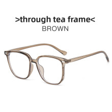 (Khaki)Lunettes plates tendance monture grise transparente avec prévention de la lumière bleue pour homme