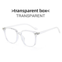 (White)Lunettes plates tendance monture grise transparente avec prévention de la lumière bleue pour homme