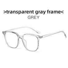 (Gray)Lunettes plates tendance monture grise transparente avec prévention de la lumière bleue pour homme
