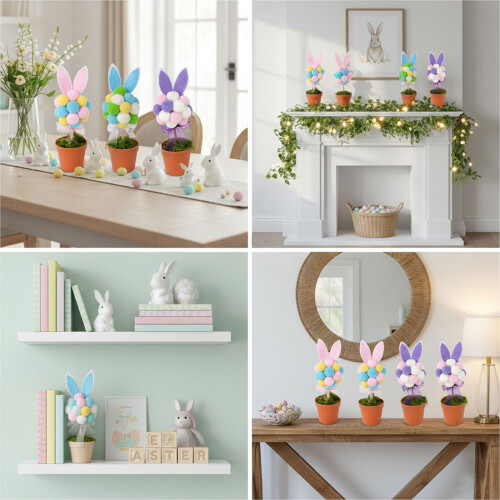 Ostern-Blumentopf-Dekorationen, künstlicher Blumentopf-Violett 2