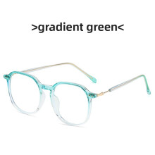(Green)Lunettes plates géométriques élégantes avec verres en résine et monture en métal pour visage long