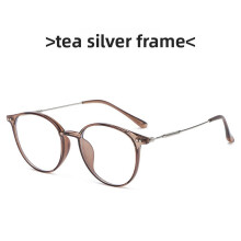 (Style B)Lunettes plates rondes vintage avec monture filtre lumière bleue formes visage tendance