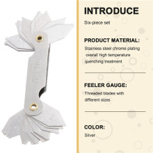 Jauge de Rayon en Acier Inoxydable 6 PièCes avec Jauge D'éPaisseur, Jauge de Filet de Rayon D'Arc et Outil de Mesure D'Espace de 0,04 à 0,88 Mm