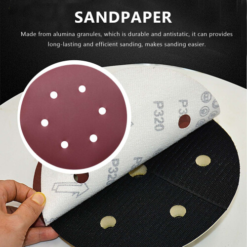 150mm Sanding Disc, 6 Inch Hook and Loop Sanding Pads, 100 Pcs Sandpaper Set Assorted Grits for Random Orbital Sander 1