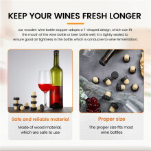 Cork Plugs Cork Stoppers Tasting Corks T-Shape Wine Corks with Plastic Top Wooden Wine Bottle Stopper Bottle Plugs Corks