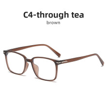 (Style D)Monture de lunettes carrée mode bloquant la lumière bleue en forme de visage coupe style élégant