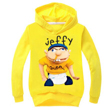 (Yellow,140cm/7-8 years)Moletom com capuz infantil estampa Jeffy meninos manga longa camisa esportiva com capuz