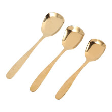 3 Pcs/Set Stainless Steel Flat Spoons Chinese Silver Soup Coffee Tea Dinner Gold Spoon Sets Kitchen Accessories-Gold