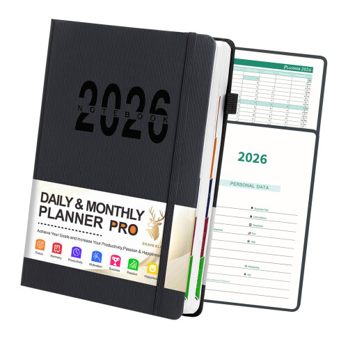 2026 Planner Journal Schedule Notebook Work Planner-black