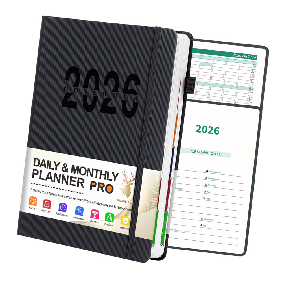 Black 2026 Planner Journal Schedule Notebook Work Planner