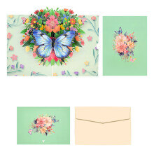 Butterfly Paper Sculpture Teachers Day Greeting Card with-Green