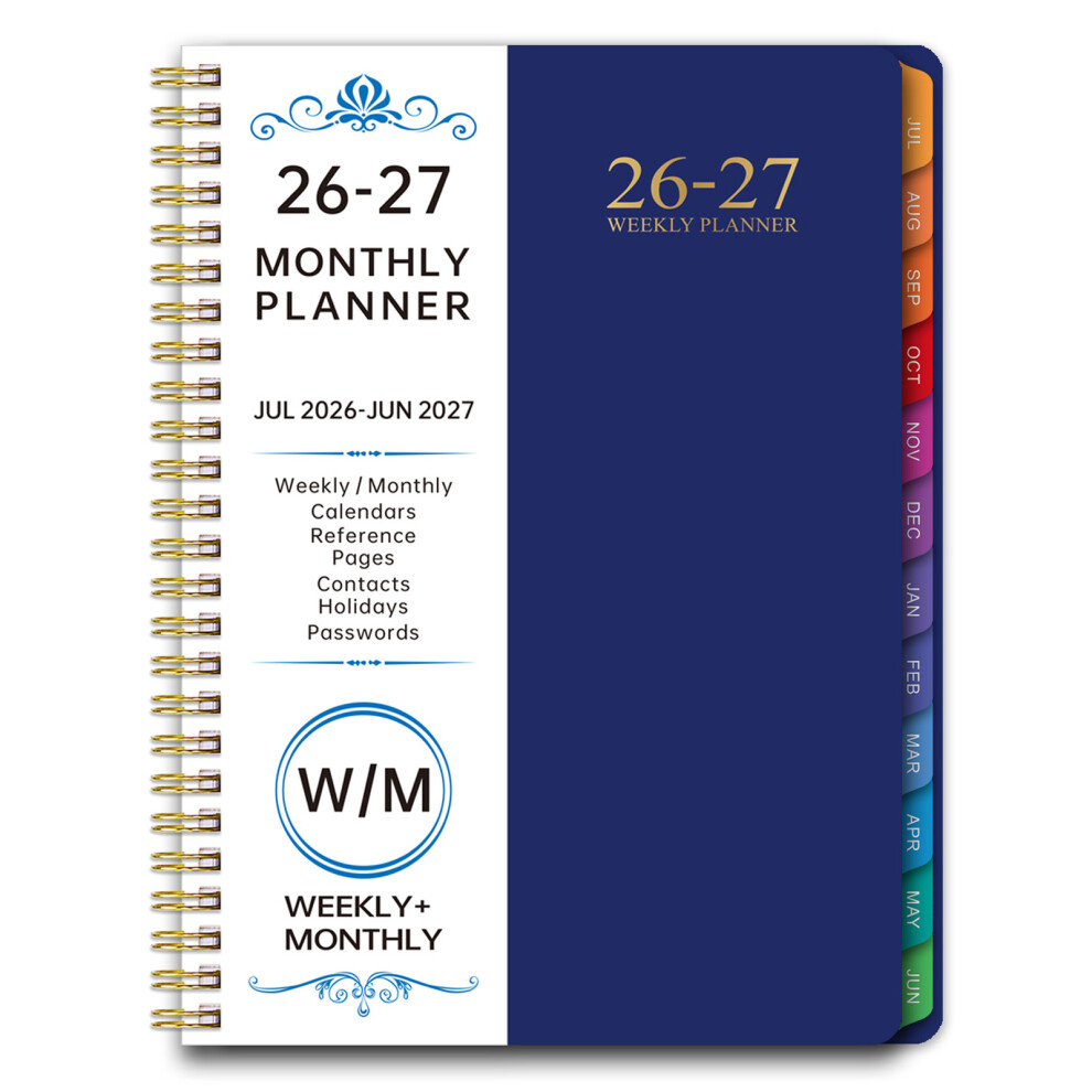 2026 Weekly Planner Notebook Twin Coil Binding 12-Navy Blue 7627001389090