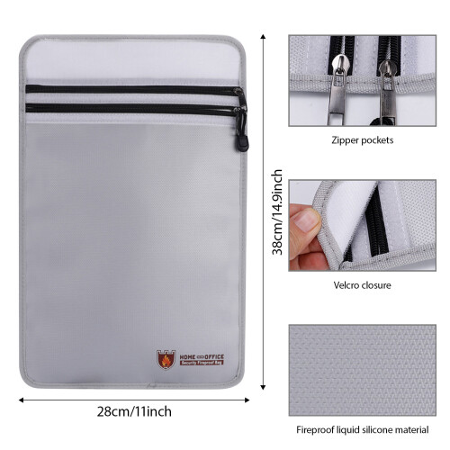 Glass Fiber Fireproof Waterproof Document Holders Storage Bag 2