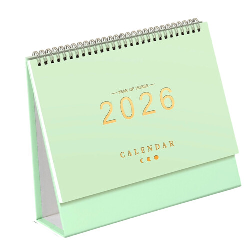 2026 Schreibtischkalender, Dekor-Planer, einfacher-hellgrün