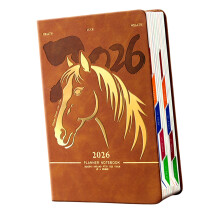 2026 Dagplanner met 400 pagina's gevoerd PU-leer-bruin