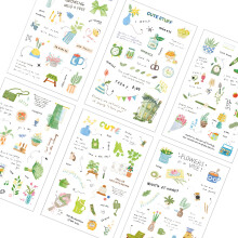 6Sheets Cartoon Scrapbooking Sticker Waterproof PET- flower