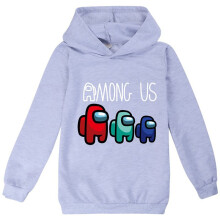 (Gray,140cm/7-8 years)Game Among Us Kids Hoodies Boys Girls Impostor Hooded Sweatshirt Jumpers Tops