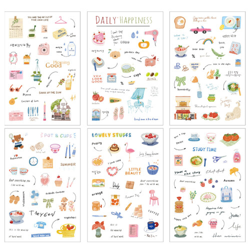 6 Blatt wasserfester Scrapbooking-Aufkleber aus PET,- rollen