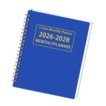2026-2028 Twin Coil Binding Planner Notebook 36-Een blauw
