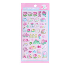 3D Raised Sticker Four Leaf Grass Musical Symbol-pink tulips