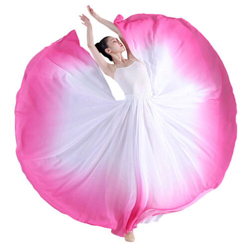 Ballroom Swing Skirt-Gradient rose red 720 degrees 85 long