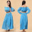 2pcs Comfortable Belly Dance Performances Set Long-Lake Blue 7