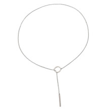 Trendy ronde hanger ketting, verstelbare lengte-Zilver