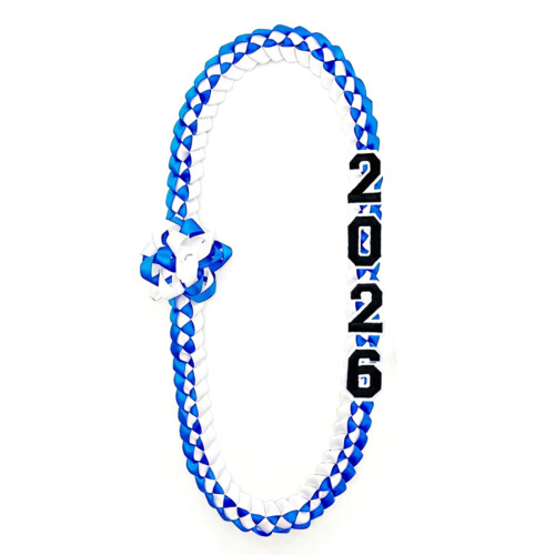 Collier de fleurs en ruban de remise de diplôme,-bleu et blanc