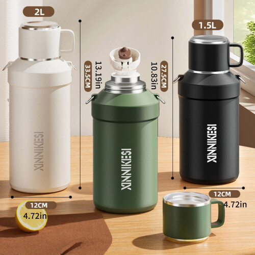 Extra Large Thermal Flasks Durable 316 Nonrust-2000ML Black 1