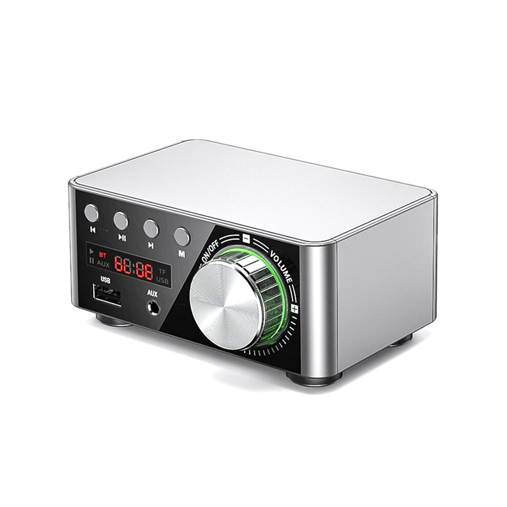 50W + 50W 100W 5.0 Amplifier Digital Audio Power Amp Class D Usb Aux Tf Home Theater Hifi Stereo Silver/Gray 6032995326371