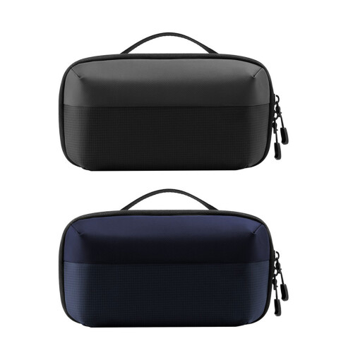 Nylon Electronics Storage Bag With Zippers Closures-Dark Blue 1