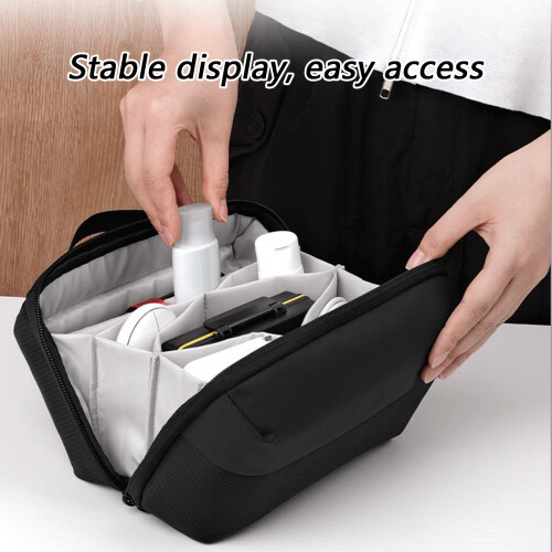 Nylon Electronics Storage Bag With Zippers Closures-Dark Blue 2