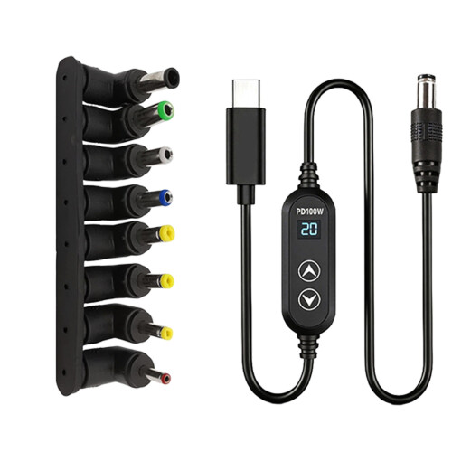 Digitales Display, USB-C-Ladekabel, mehrere Adapter, Option-C