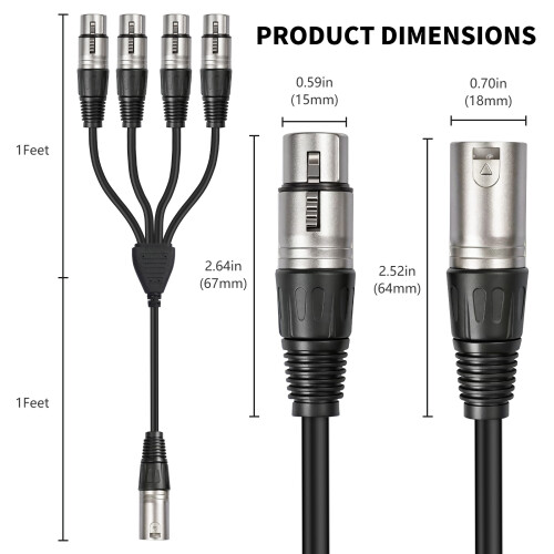 Connecteurs sonores XLR 3 broches 1M 4F, câble, boîtier 2