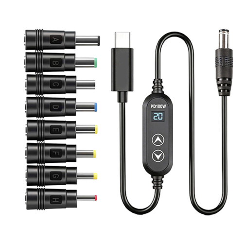 Digitales Display, USB-C-Ladekabel, mehrere Adapter, Option-B