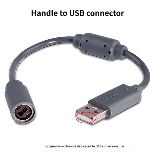 PVC USB Breakaway Connection Cable Cord for Corded Game-Black 2