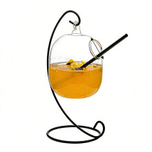 Récipient à boissons élégant en verre suspendu avec cadre en-A02