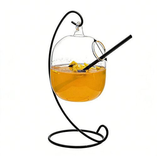 Iron Frame Hanging Glass Cup Ideal For Cocktail Serving-A02