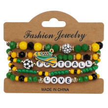 Stackable Wristband Football Theme Beaded Bracelet-Section 3