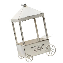 Artistieke metalen bloemenwagen Balkon bloemenwagen wastafel-Wit