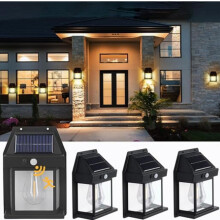 Solar Motion Sensor Wall Light Outdoor - 3 Mode Security Lights for Door, Porch, IP65 Waterproof for Fence, Gate, Garage,