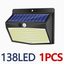Warm White Solar Lights Outdoor, 138 LED Motion Sensor Security Light, 3 Modes, IP65 Waterproof Wall Lamp for Garden, 1-Pack