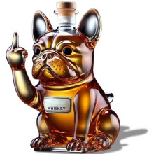 French Bulldog Glass Whiskey Decanter 300ml - Decorative Liquor Bottle Holder & Wine Carafe - Unique Home Bar Gift for Dad
