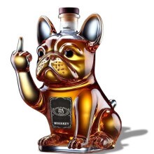 French Bulldog Whiskey Decanter - 300ml Glass Liquor Bottle Holder - Decorative Wine Carafe for Home Bar, Men & Dad Gifts