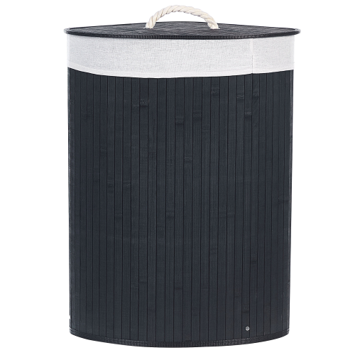 Beliani Laundry Basket MATARA Bamboo Black 57 L 1