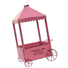 Artistic Metal Flower Trolley Balcony Flower Cart Basin-Pink