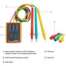 Phase Tester Rotating Field Measuring Device, 3 Phase El Sequence Indicator Pressure Rotation Meter with LED and Buzzer